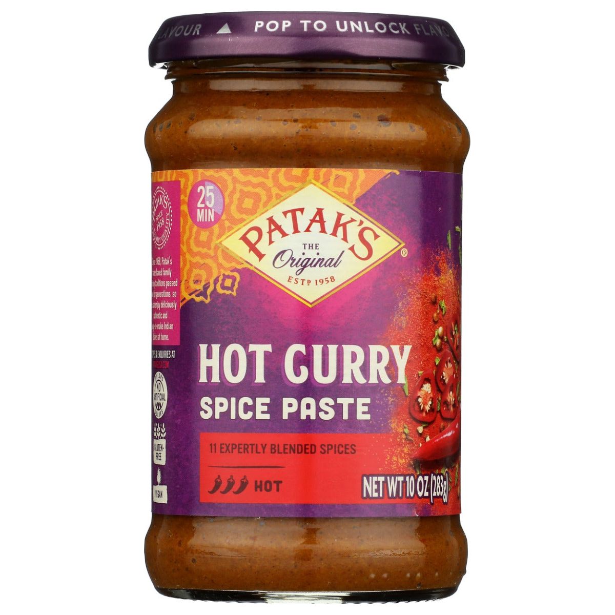 PATAK'S: Original Concentrated Hot Curry Paste Tomato Cumin and Chile, 10 oz