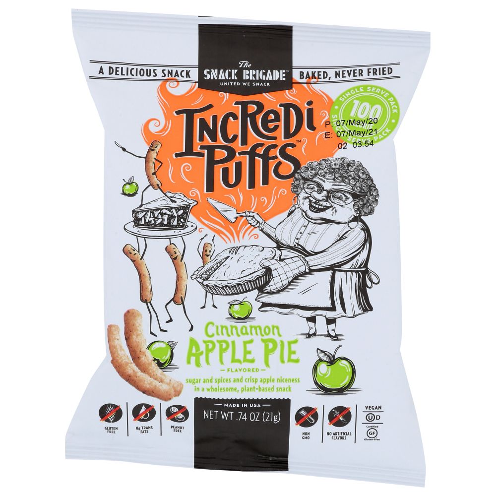 THE SNACK BRIGADE: Cinnamon Apple Pie Incredipuffs, 0.74 oz