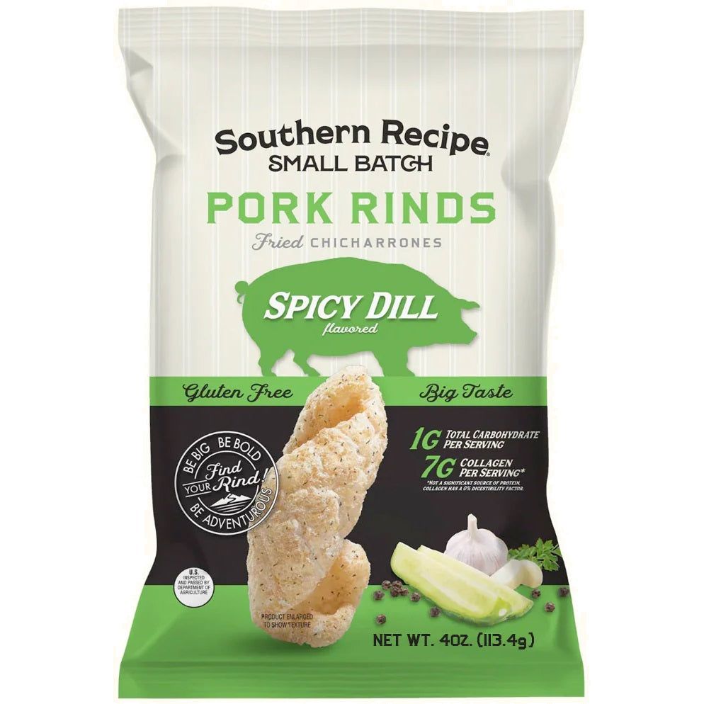 SOUTHERN RECIPE SMALL BATCH: Pork Rind Spicy Dill, 4 oz