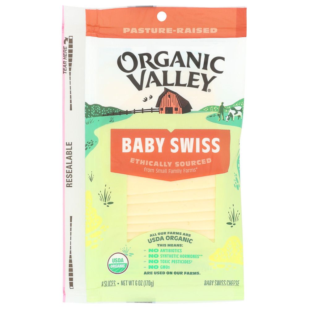ORGANIC VALLEY: Sliced Cheese Baby Swiss, 6 oz