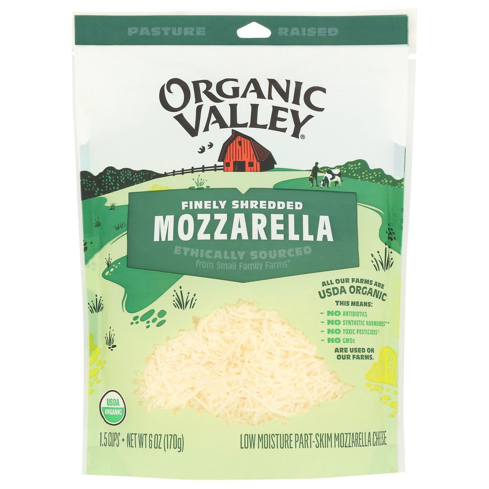 ORGANIC VALLEY: Finely Shredded Mozzarella Cheese, 6 oz