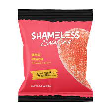 SHAMELESS SNACKS: Gummy Sour Peach, 1.8 oz
