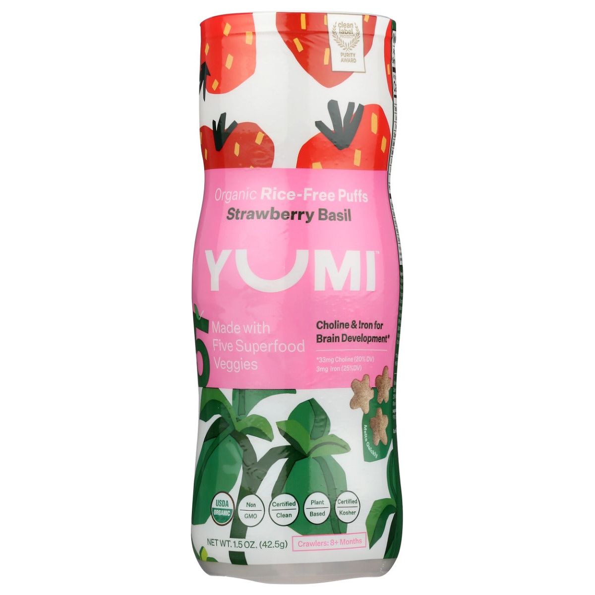 YUMI: Puffs Strwbrry Basil, 1.5 oz