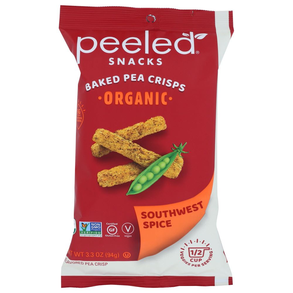 PEELED SNACKS: Baked Pea Crisps Organic Southwest Spice, 3.3 oz