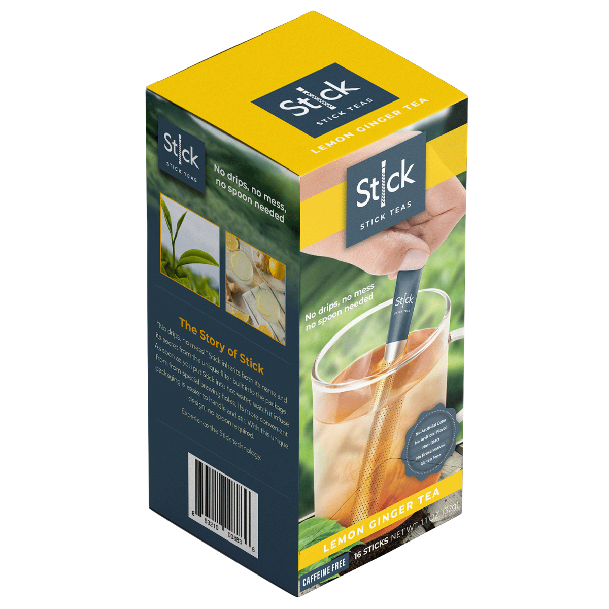 STICK BEVERAGES: Tea Lemon Ginger, 16 pc