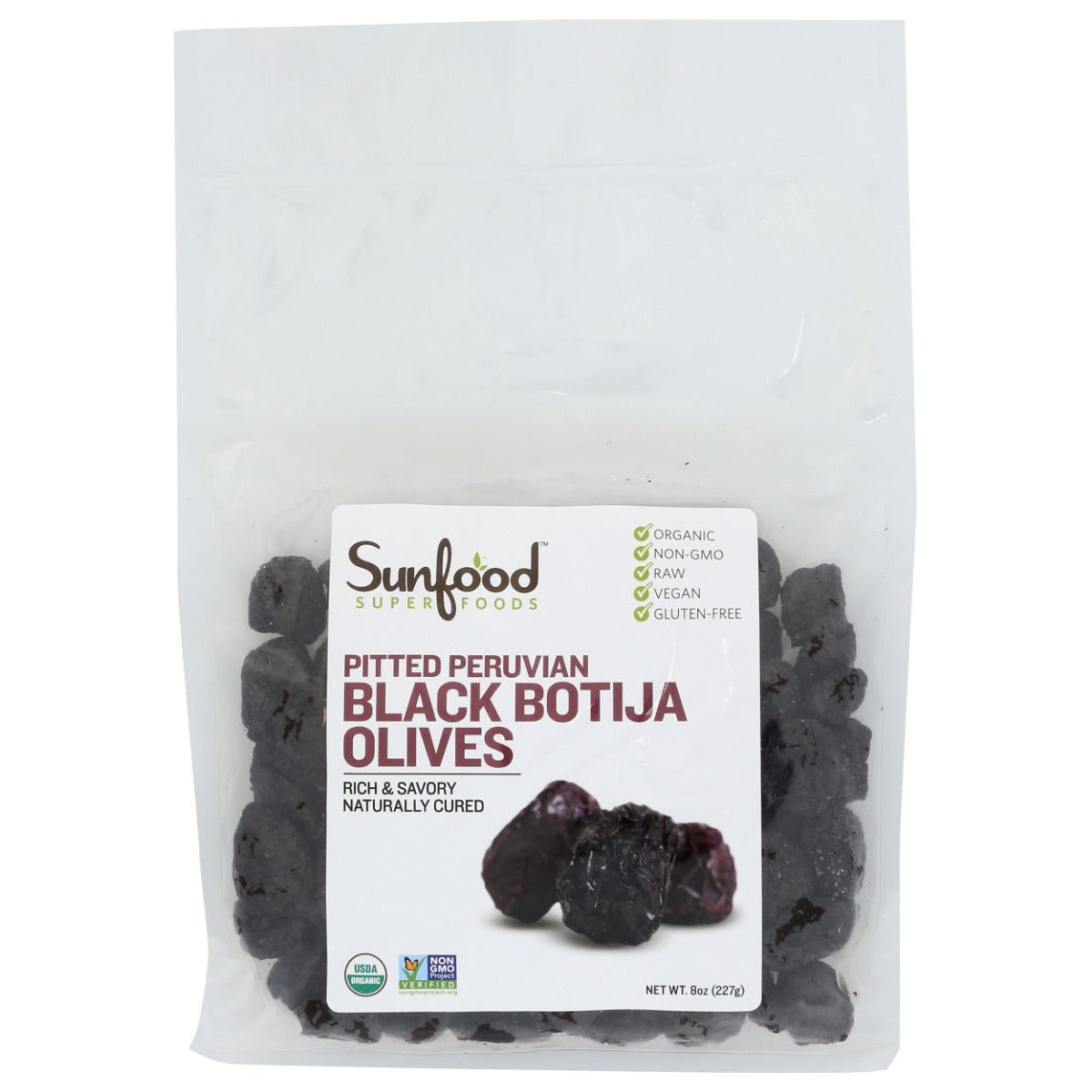 SUNFOOD SUPERFOODS: Olives Pttd Blk Btja Prvn, 8 OZ