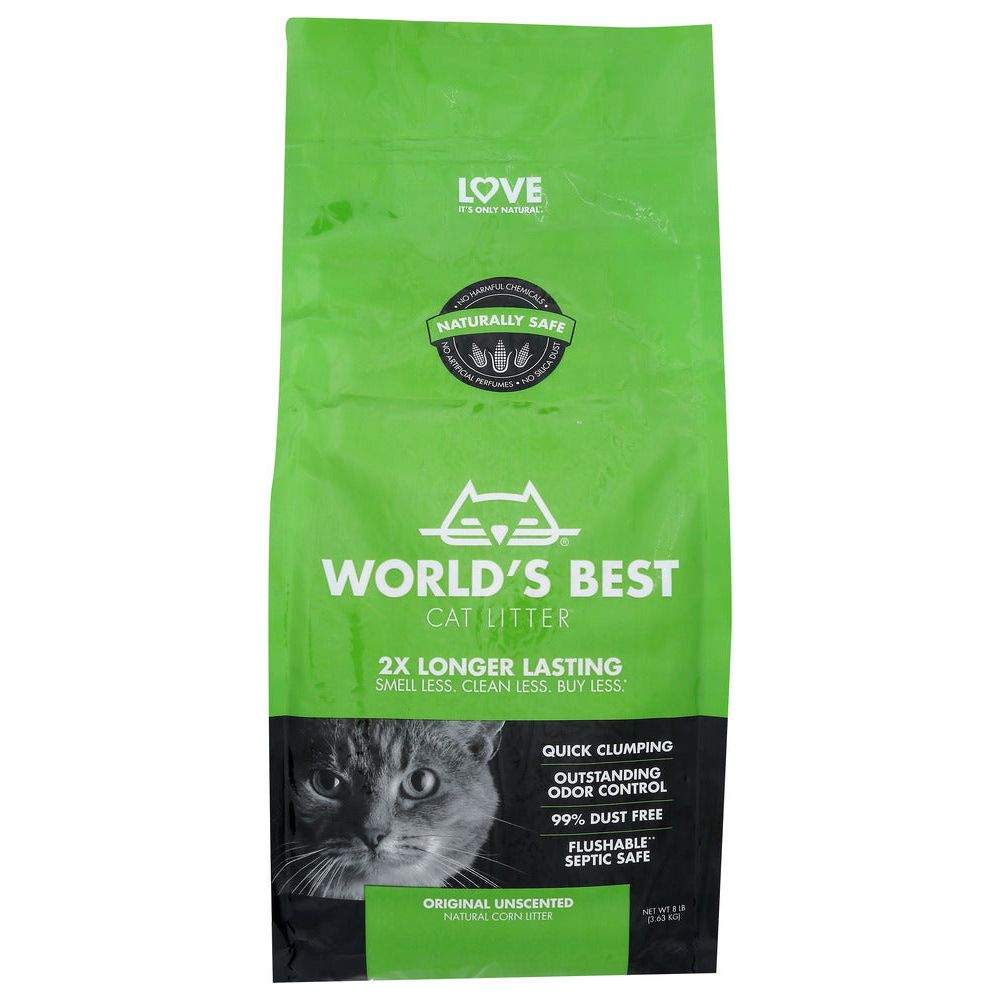 WORLDS BEST CAT LITTER: Original Unscented Litter Clumping Formula, 8 lb