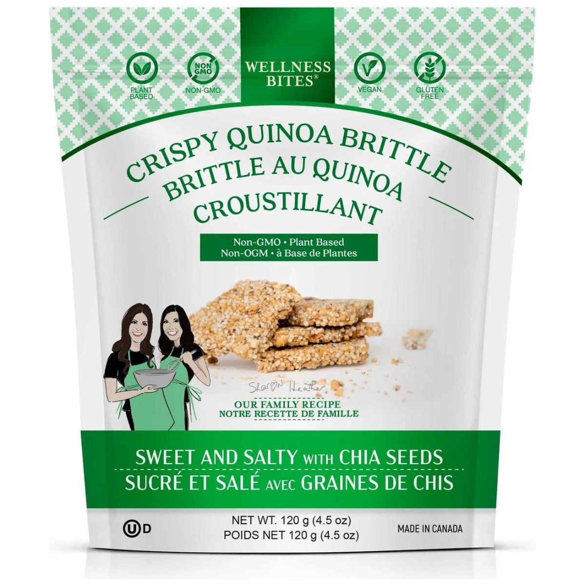 WELLNESS BITES: Crispy Quinoa Brittle Sweet and Salty, 4.5 oz