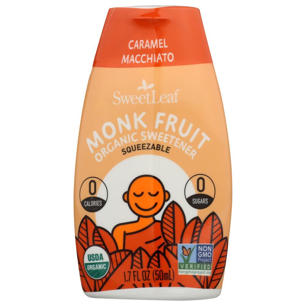SWEETLEAF STEVIA: Monk Fruit Organic Sweetener Caramel Macchiato Squeezable, 1.7 oz