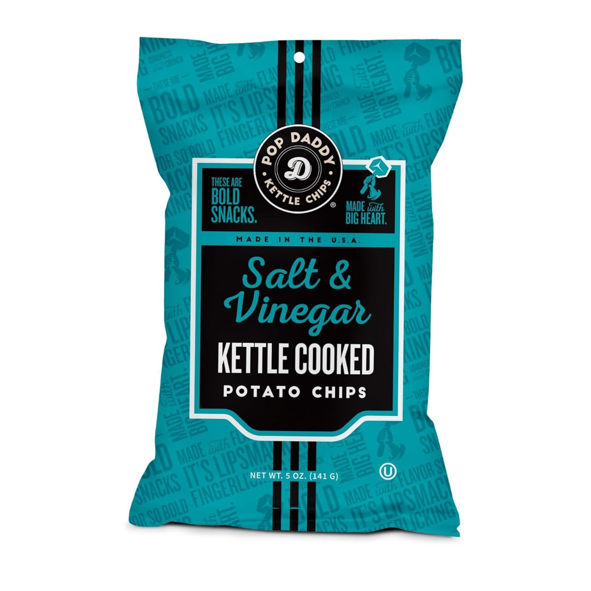 POP DADDY: Salt and Vinegar Kettle Cooked Potato Chips, 5 oz