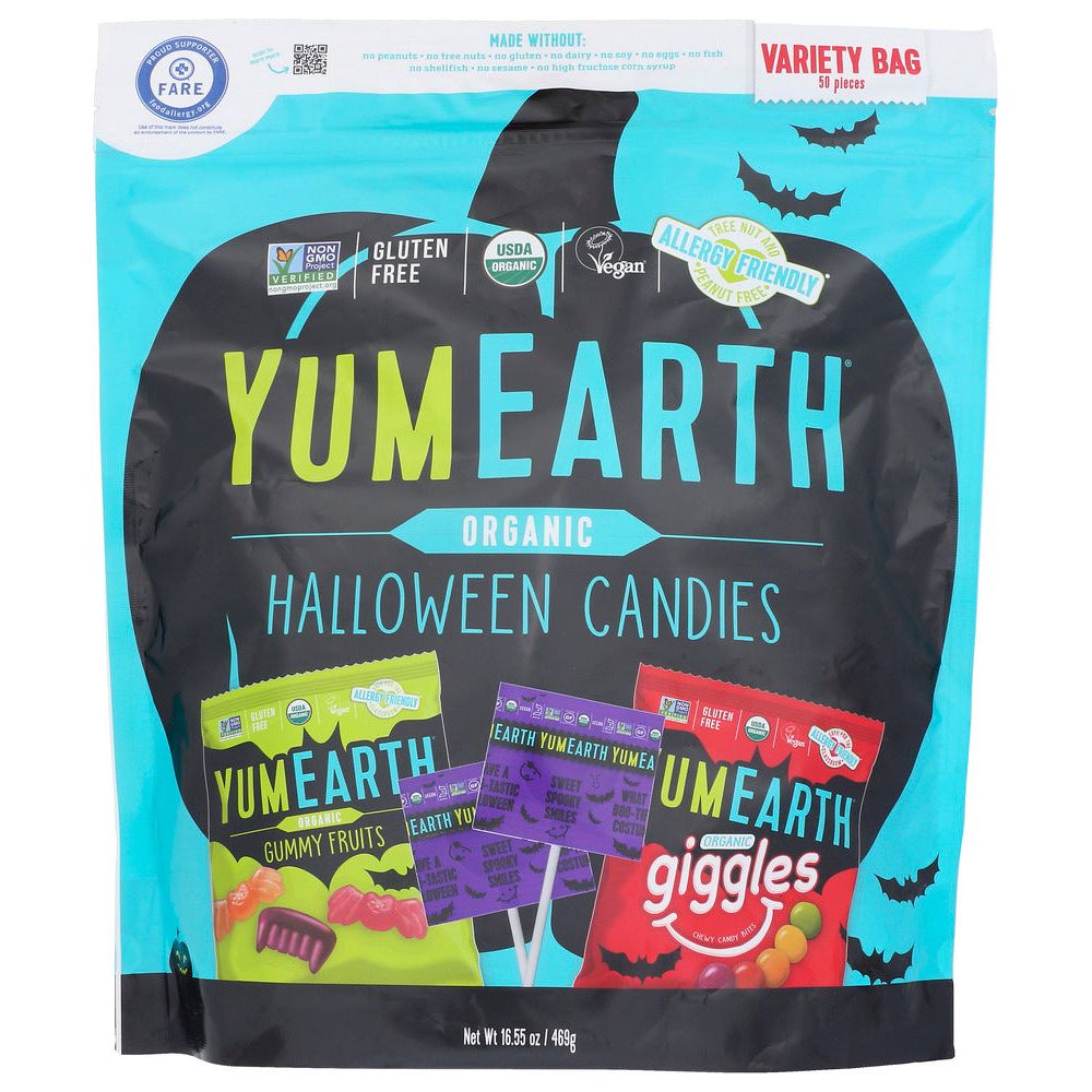 YUMEARTH: Organic Halloween Candies Variety Bag 50Count, 16.55 oz