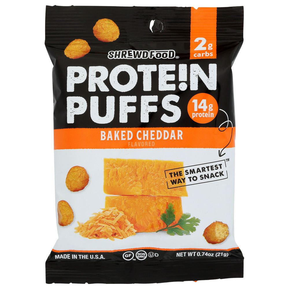 SHREWD FOOD: Protein Puffs Baked Cheddar, 0.74 oz