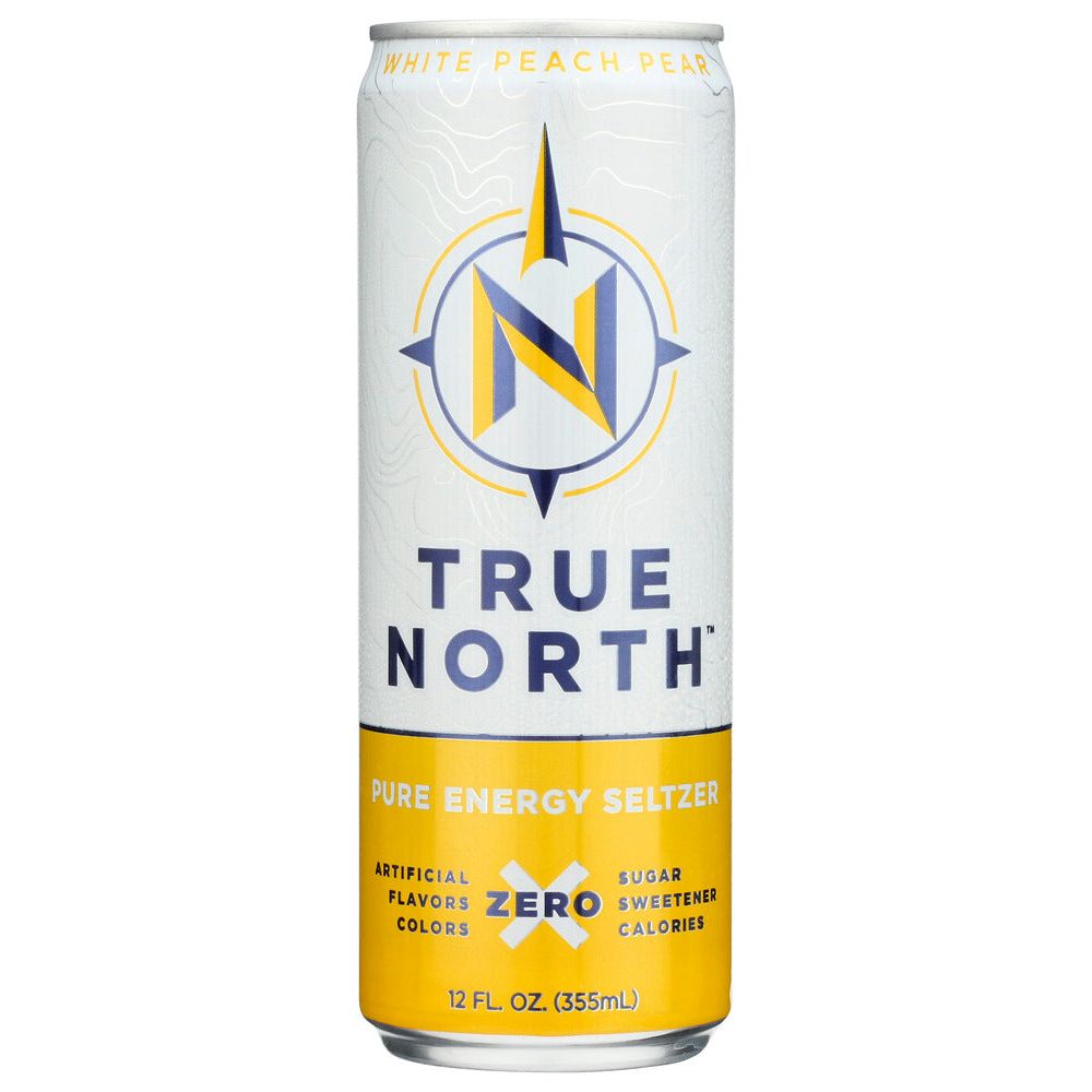 TRUE NORTH: White Peach Pear Energy Drink, 12 fo