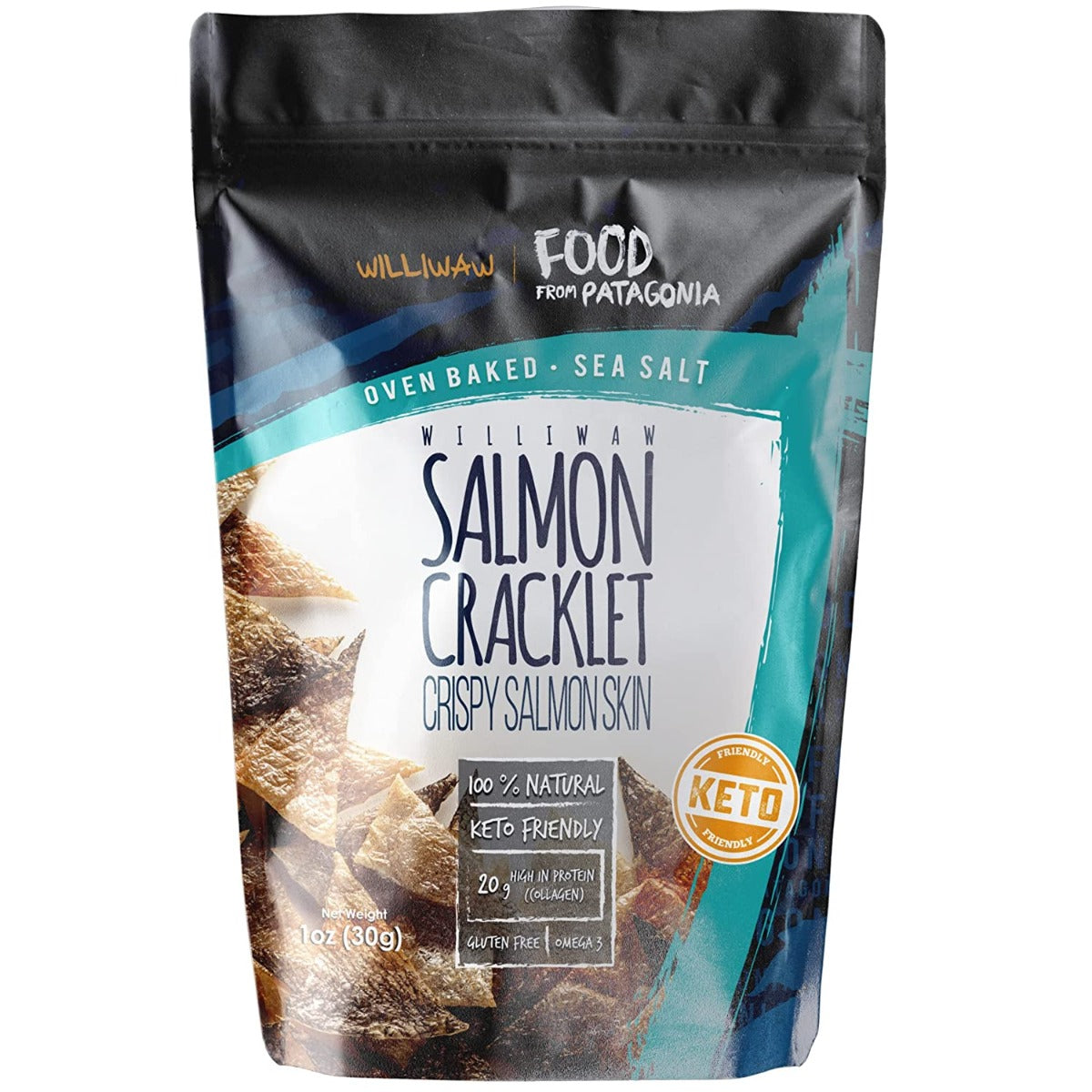 WILLIWAW SALMON CRACKLET: Jerky Salmon Skin Smokey, 1 oz