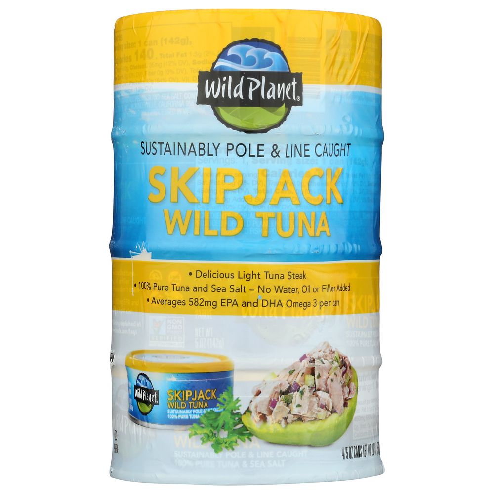 WILD PLANET: Skipjack Wild Tuna 4 Count, 20 oz
