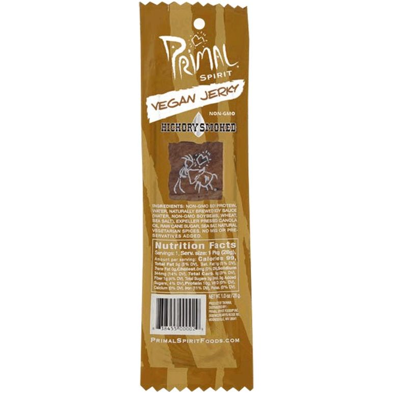 PRIMAL STRIPS: Meatless Vegan Jerky Hickory Smoke, 1 oz