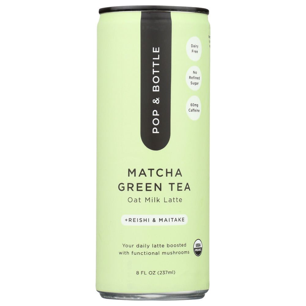POP AND BOTTLE: Matcha Green Tea Oat Milk Latte, 8 fo