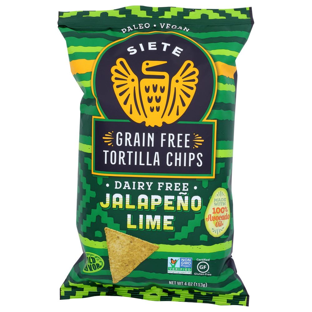 SIETE: Jalapeno Lime Grain Free Tortilla Chips, 4 oz