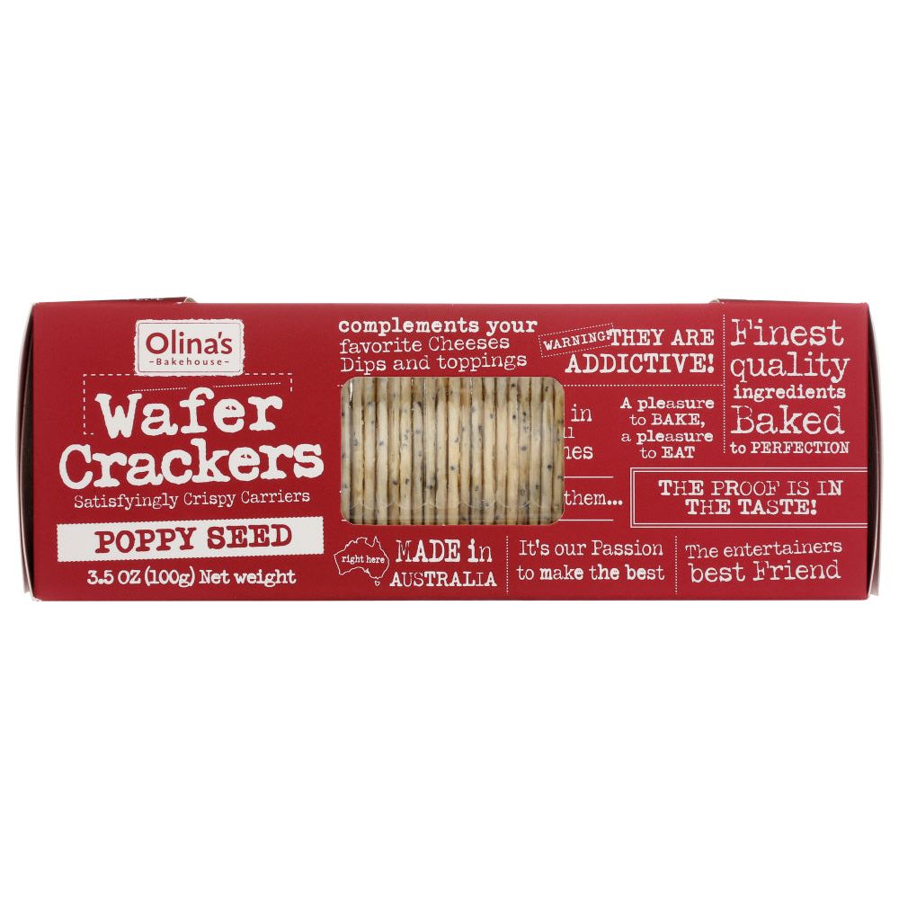 OLINAS BAKEHOUSE: Wafer Crackers Poppy Seed, 3.5 oz