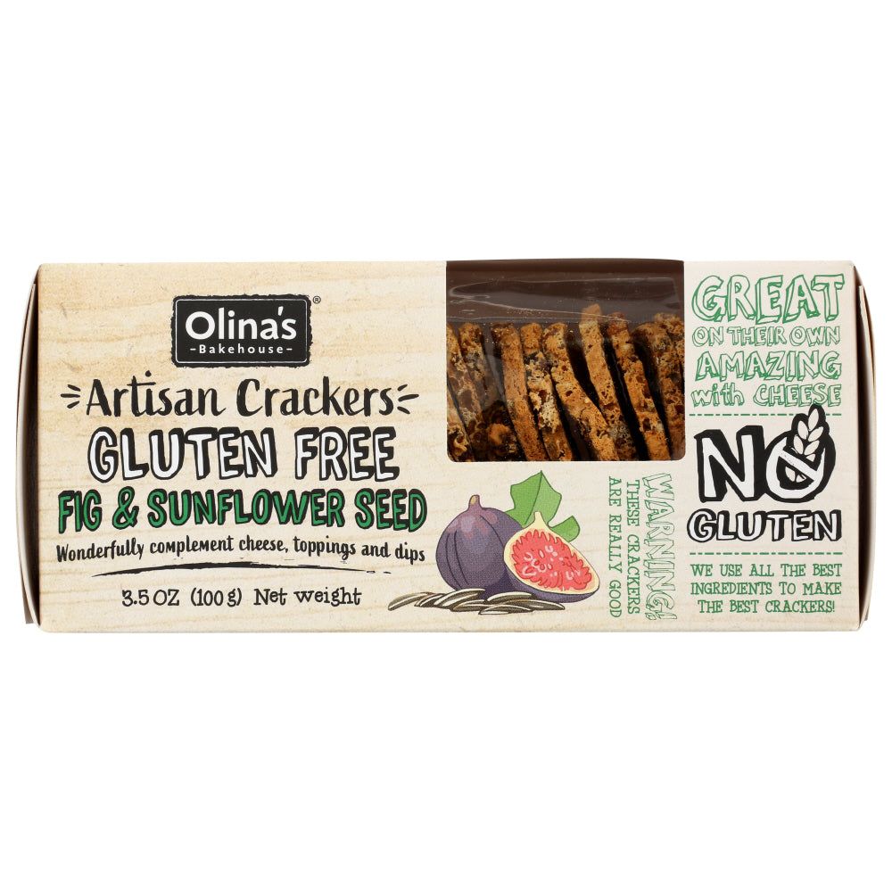 OLINAS BAKEHOUSE: Gluten Free Fig & Sunflower Seed Artisan Crackers, 3.5 oz