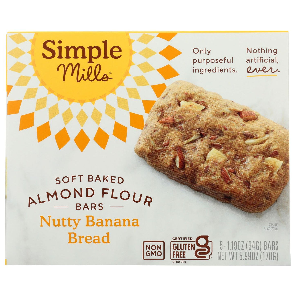SIMPLE MILLS: Nutty Banana Bread Soft Baked Bars, 5.99 oz