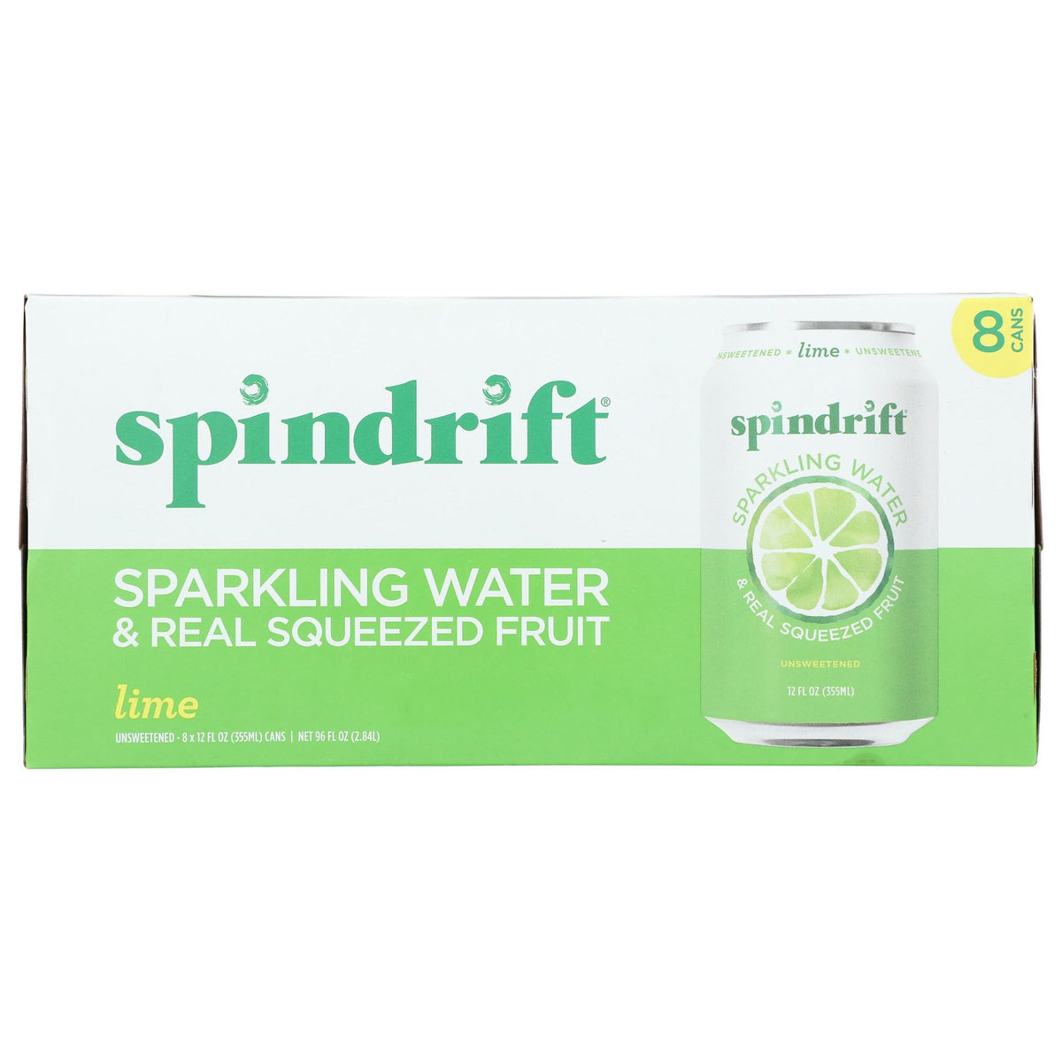 SPINDRIFT: Lime Sparkling Water 8 Pack, 96 fo