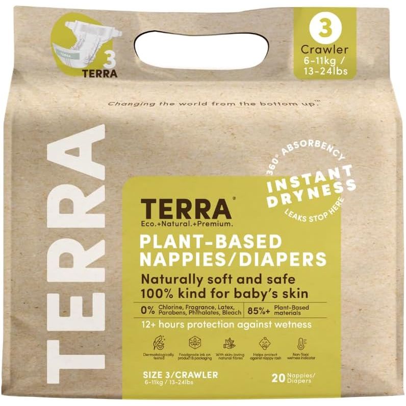 TERRA: Plant-Based Diapers Crawler Size 3, 20 ea