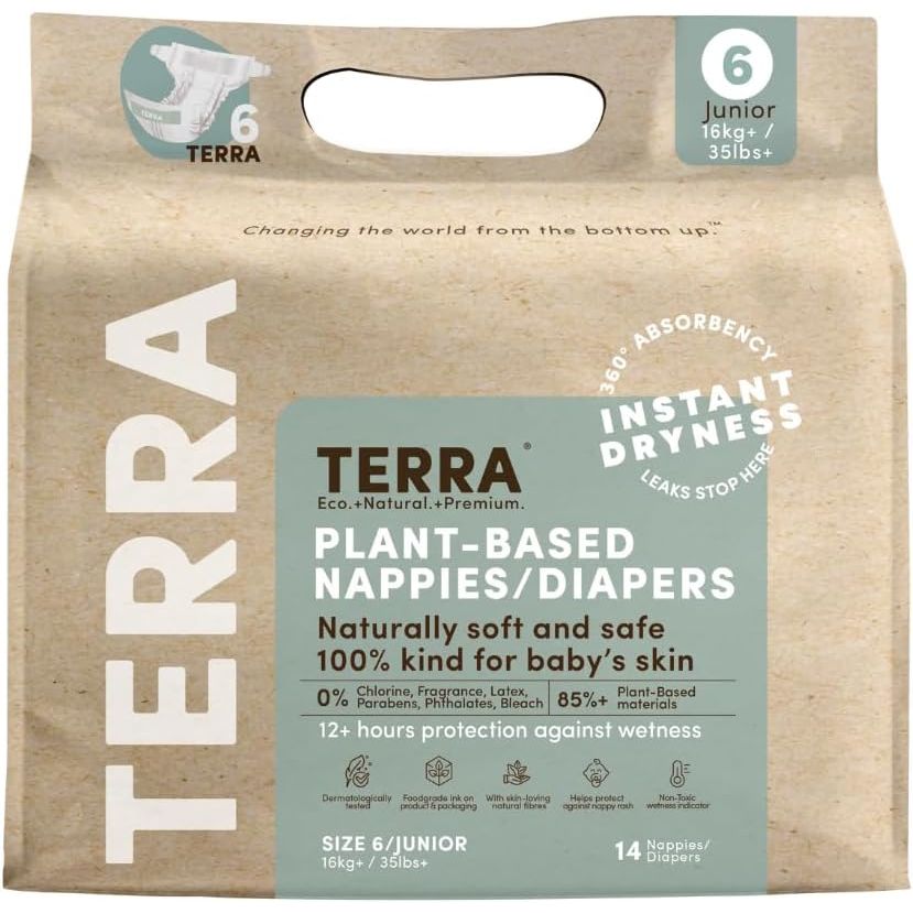TERRA: Plant-Based Diapers Junior Size 6, 14 ea