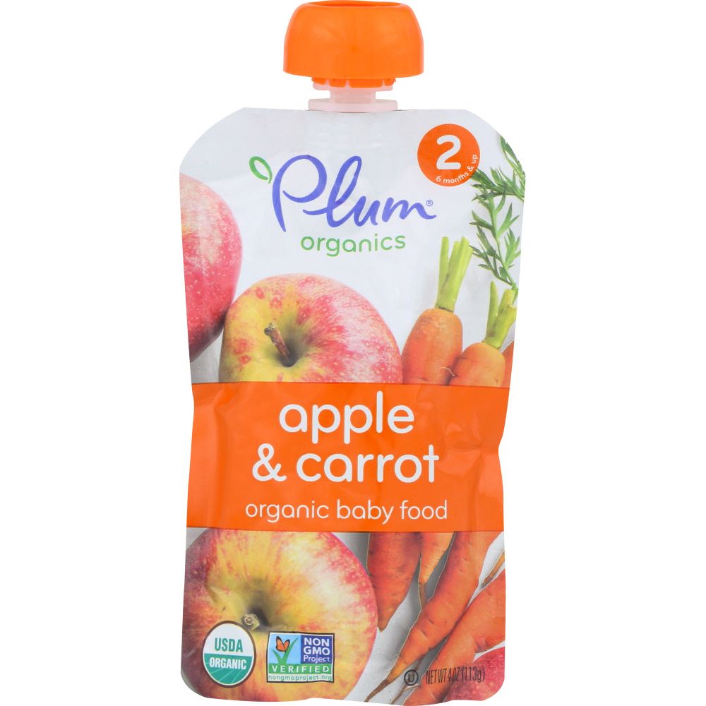 PLUM ORGANICS: Organic Baby Food Stage 2 Apple & Carrot, 4 oz