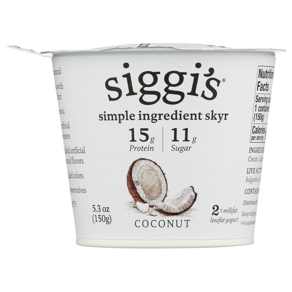SIGGIS: Yogurt Icelandic Style Low Fat 2% Milkfat Coconut, 5.3 oz