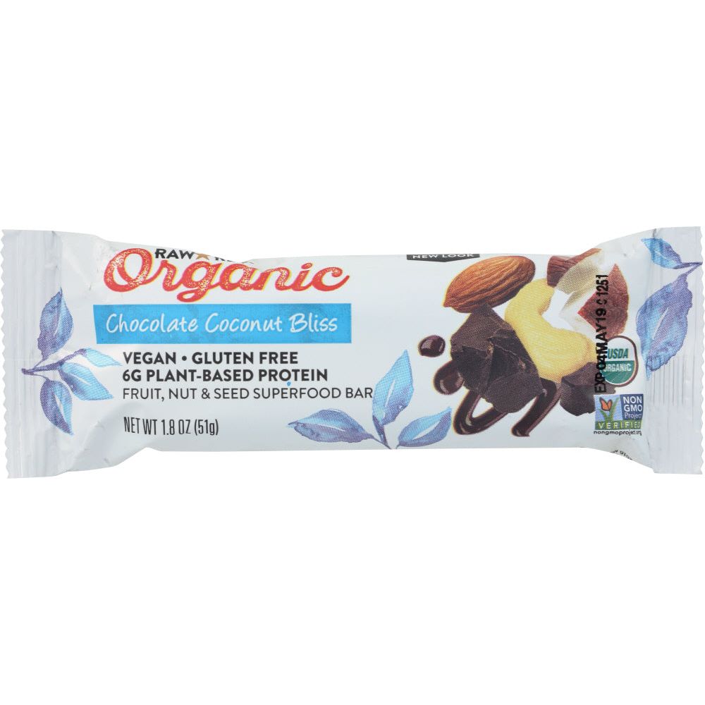 RAW REVOLUTION: Organic Live Food Bar Chocolate Coconut Bliss, 1.8 oz