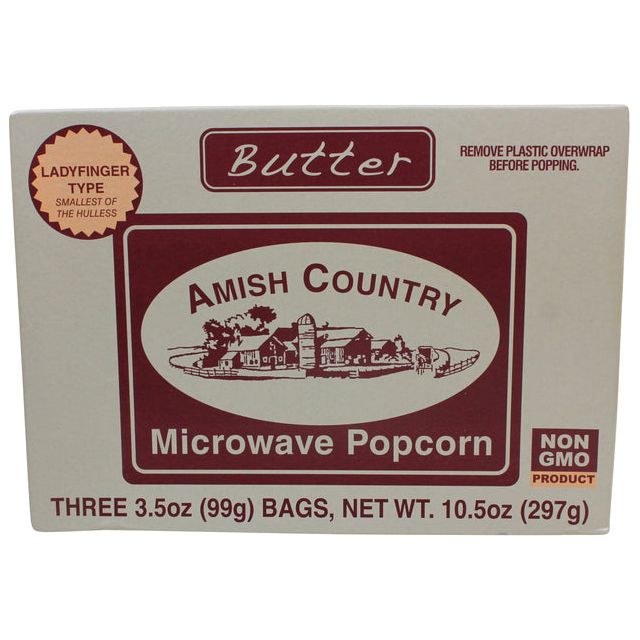 AMISH COUNTRY: Ladyfinger Butter Microwave Popcorn 3 Count, 10.5 oz - #tag1# - #tag2#