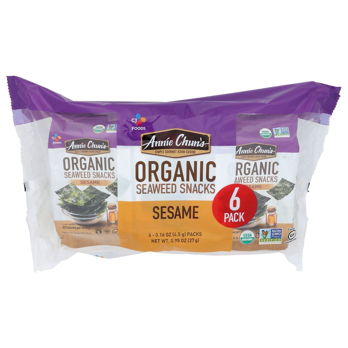 ANNIE CHUNS: Org Sesame Seaweed 6Pk, 0.16 OZ - #tag1# - #tag2#