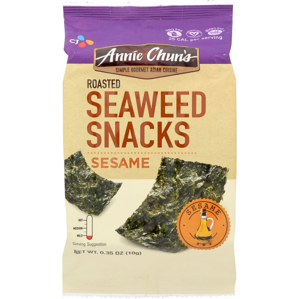 ANNIE CHUN'S: Sesame Roasted Seaweed Snacks Mild, 0.35 oz - #tag1# - #tag2#