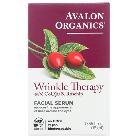 AVALON ORGANICS: Wrinkle Therapy with CoQ10 & Rosehip Facial Serum, 0.55 oz - #tag1# - #tag2#