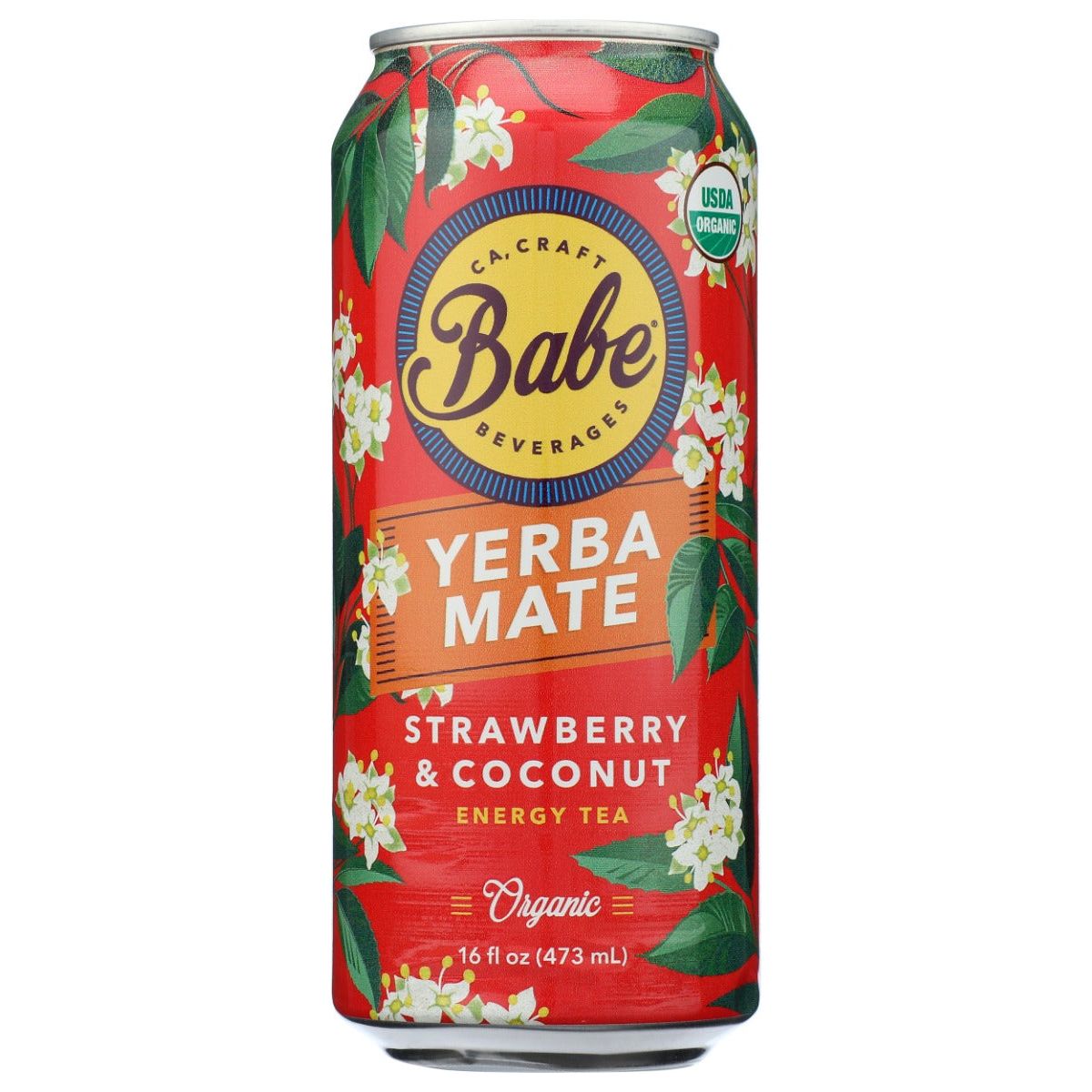 BABE BEVERAGES: Yerba Mate Strawberry and Coconut Organic Energy Tea, 16 fo - #tag1# - #tag2#