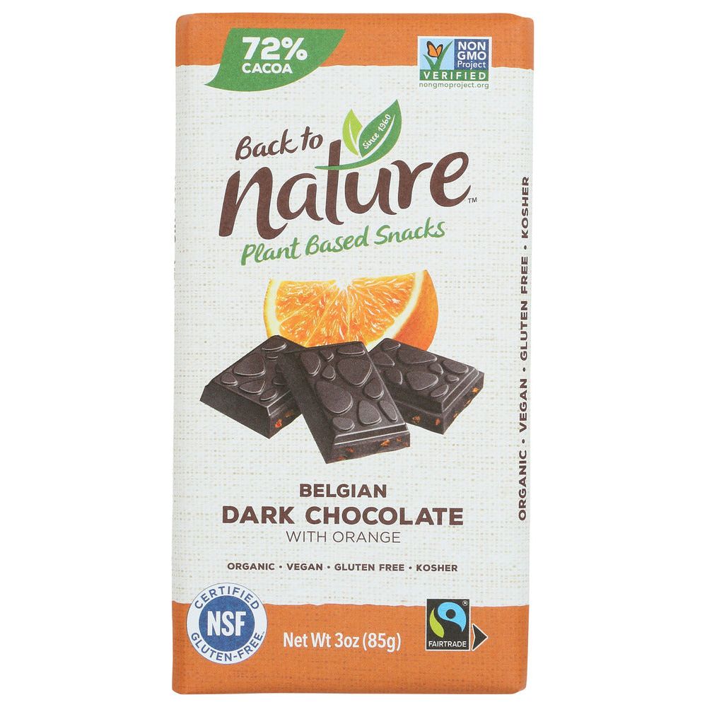 BACK TO NATURE: Dark Belgian Chocolate Bar With Orange, 3 oz - #tag1# - #tag2#