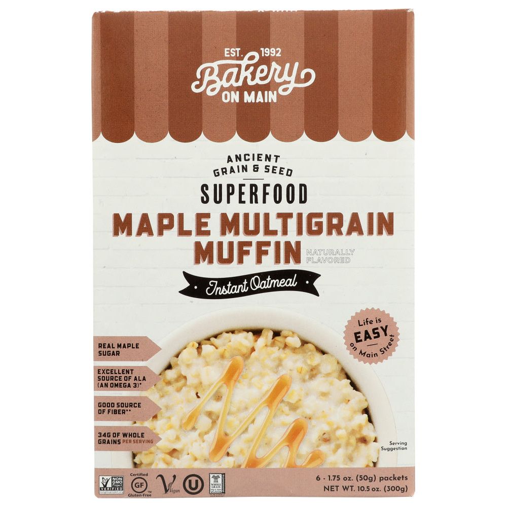 BAKERY ON MAIN: Oatmeal Inst Gf Mpl Mltgrn Muffin 6Ct, 10.56 oz - #tag1# - #tag2#