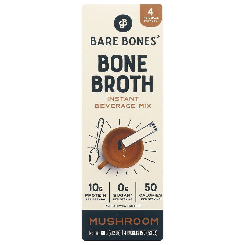 BARE BONES: Bone Broth Stock Instant Mushroom 4ct, 2.12 oz - #tag1# - #tag2#
