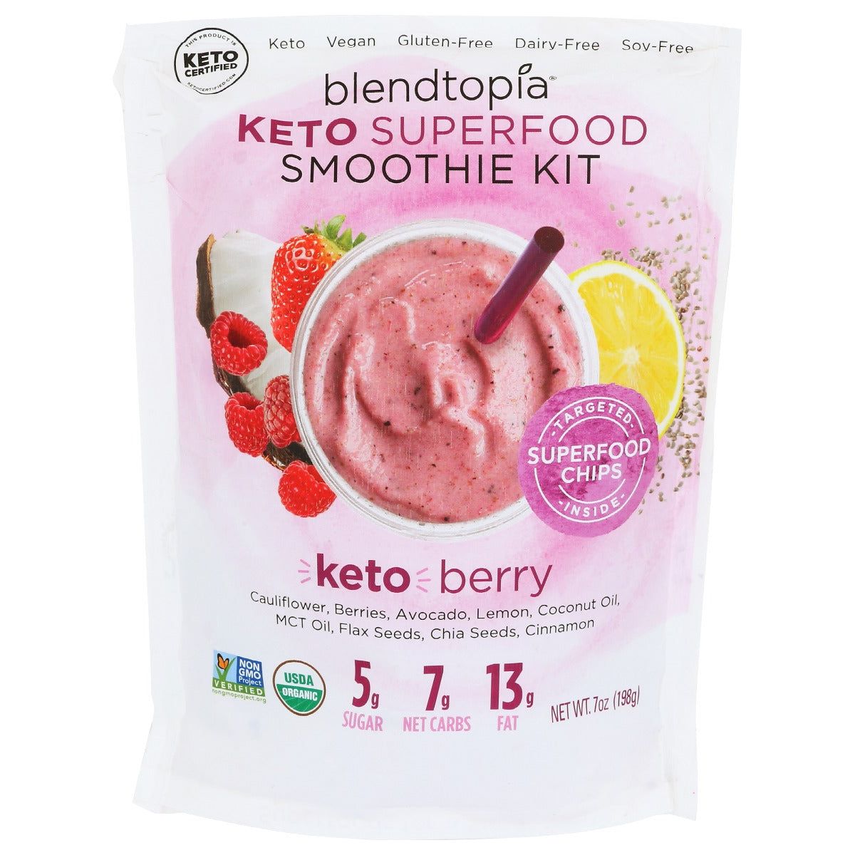 BLENDTOPIA: Keto Berry Smoothie Kit, 7 oz - #tag1# - #tag2#