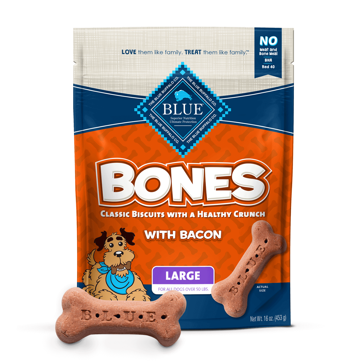 BLUE BUFFALO: Biscuit Lrg Bacon Bones, 16 oz - #tag1# - #tag2#