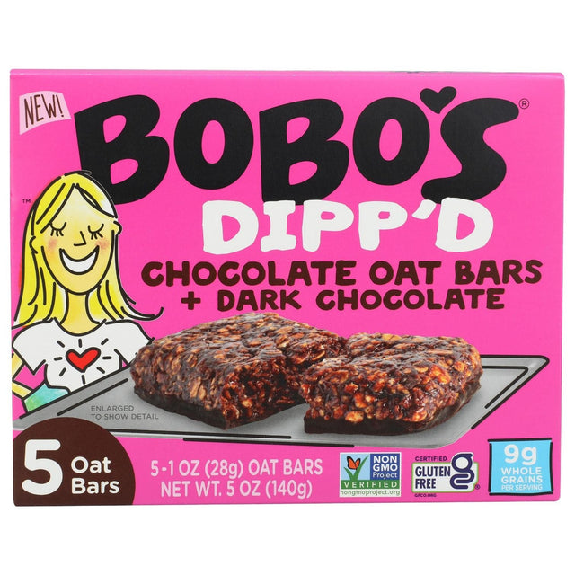 BOBOS OAT BARS: Dippd Chocolate Oat Bar Plus Dark Chocolate, 5 oz - #tag1# - #tag2#