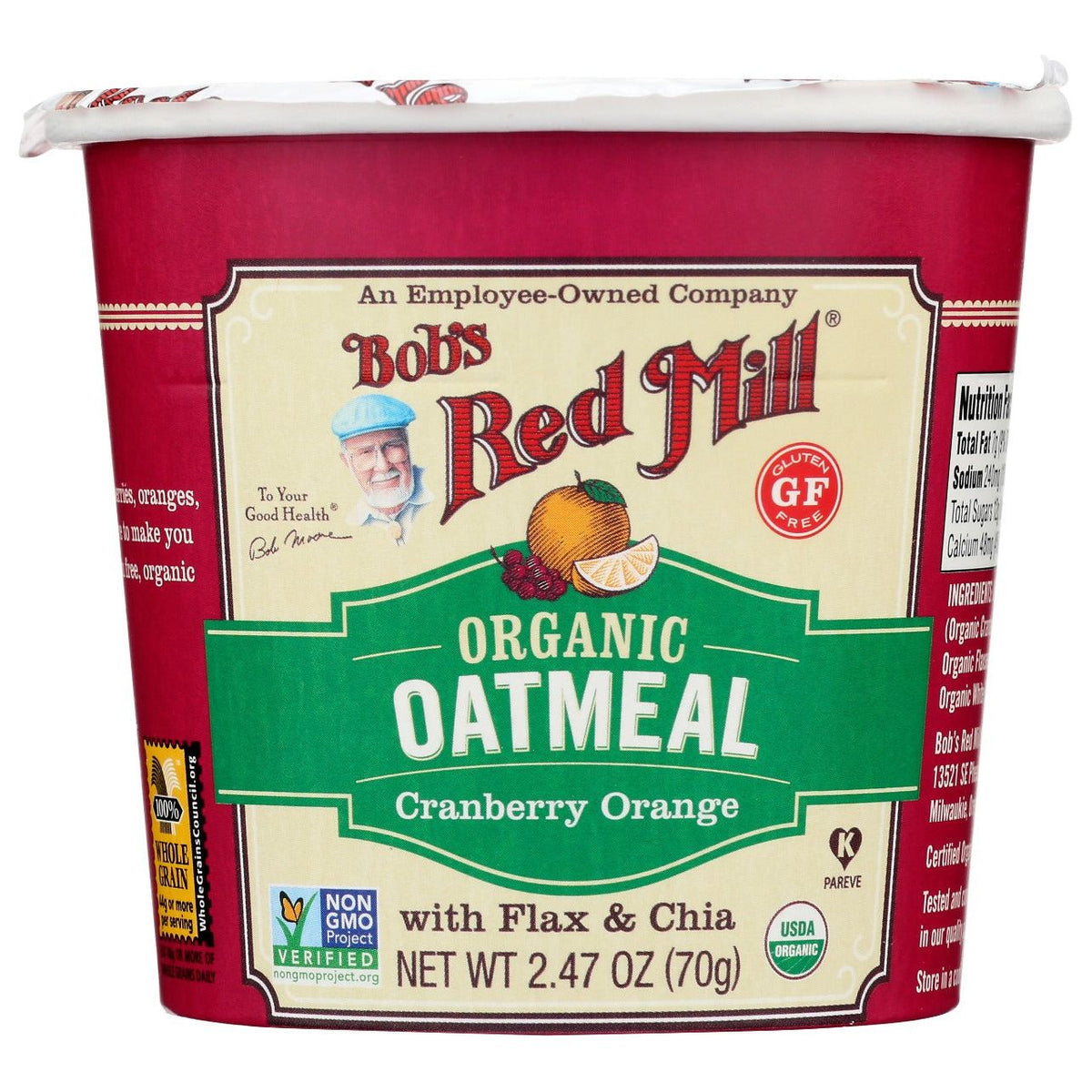 BOBS RED MILL: Organic Oatmeal Cup Cranberry Orange, 2.47 oz - #tag1# - #tag2#