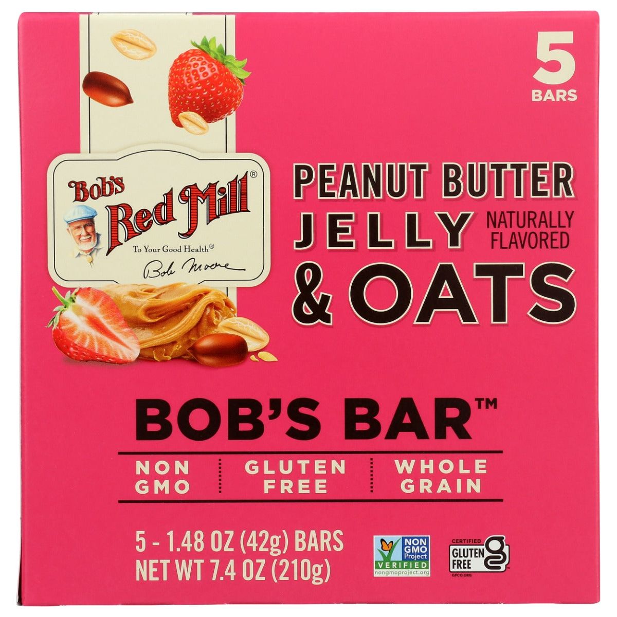 BOBS RED MILL: Peanut Butter Jelly and Oats Bob's Bar 5Pk, 7.4 oz - #tag1# - #tag2#
