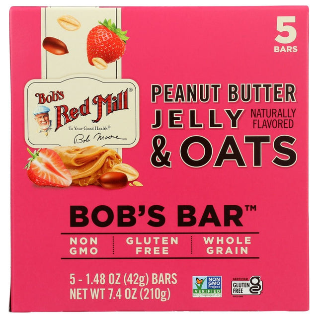 BOBS RED MILL: Peanut Butter Jelly and Oats Bob's Bar 5Pk, 7.4 oz - #tag1# - #tag2#