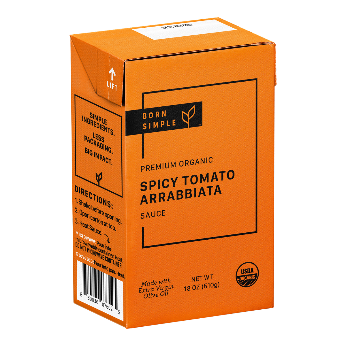 BORN SIMPLE: Sauce Spicy Tomato Arrabbiata, 18 OZ - #tag1# - #tag2#