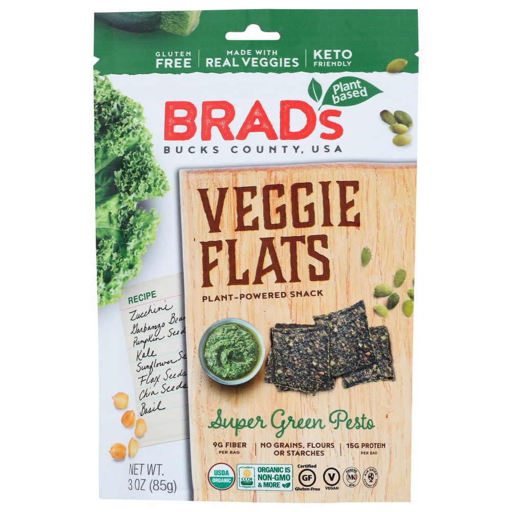 BRADS PLANT BASED: Veggie Flats Super Green Pesto, 3 oz - #tag1# - #tag2#
