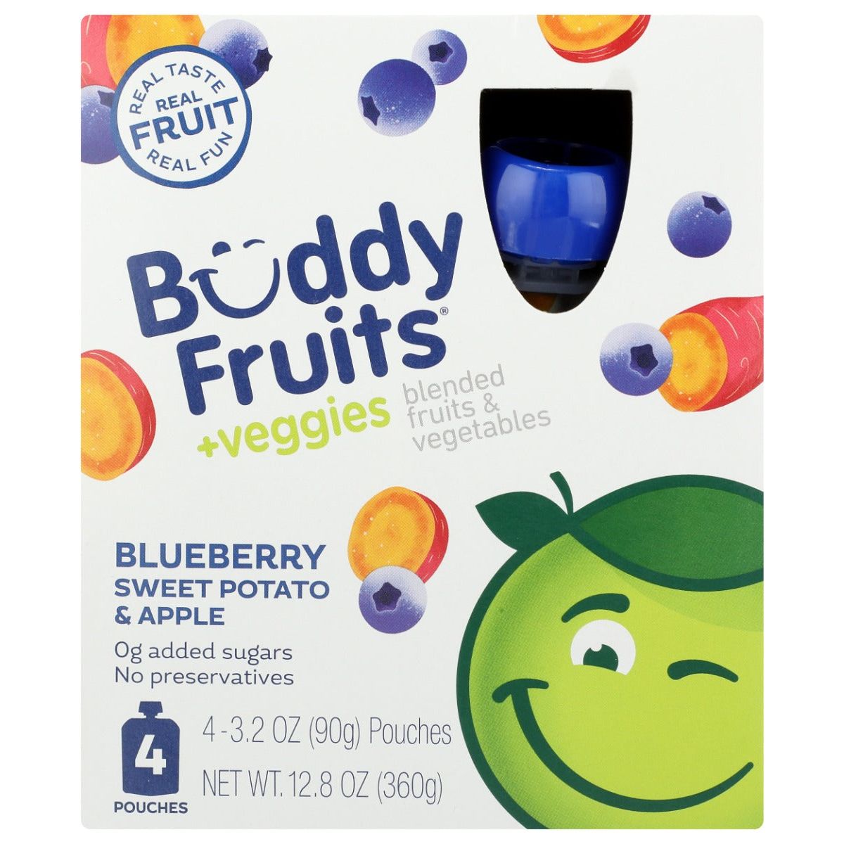 BUDDY FRUITS: Blueberry Sweet Potato And Apple 4 Pouches Blended Fruits And Vegetables, 12.8 oz - #tag1# - #tag2#