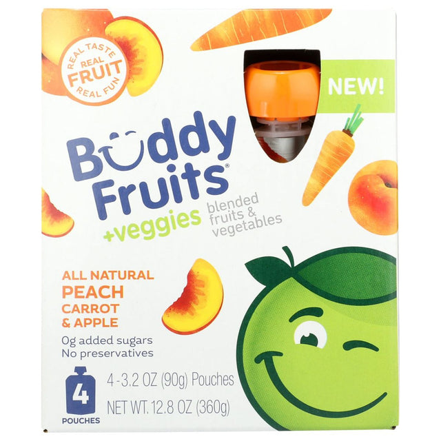 BUDDY FRUITS: Peach Carrot And Apple 4 Pouches Blended Fruits And Vegetables, 12.8 oz - #tag1# - #tag2#
