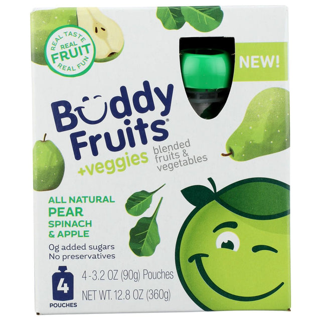 BUDDY FRUITS: Pear Spinach And Apple 4 Pouches Blended Fruits And Vegetables, 12.8 oz - #tag1# - #tag2#
